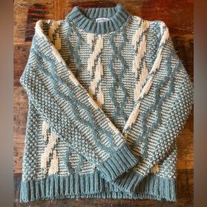 Vintage Wool Sweater green and cream